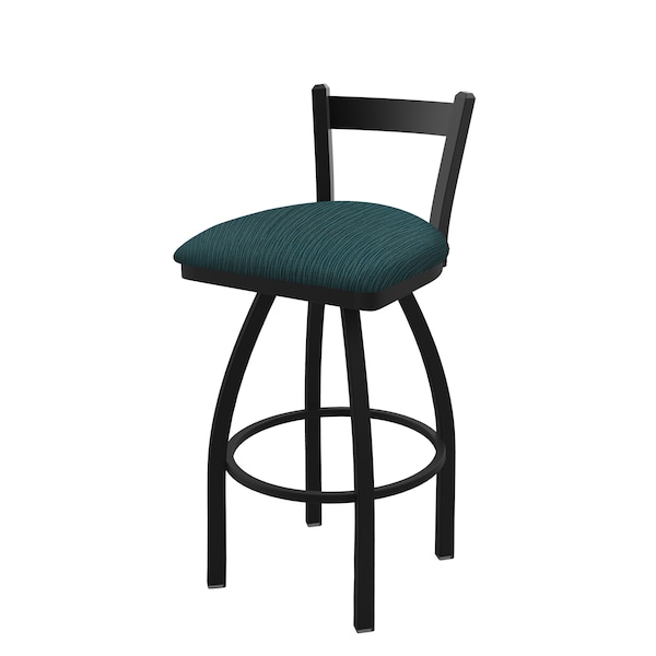 25" Low Back Swivel Counter Stool, Black Wrinkle, Graph Tidal Seat